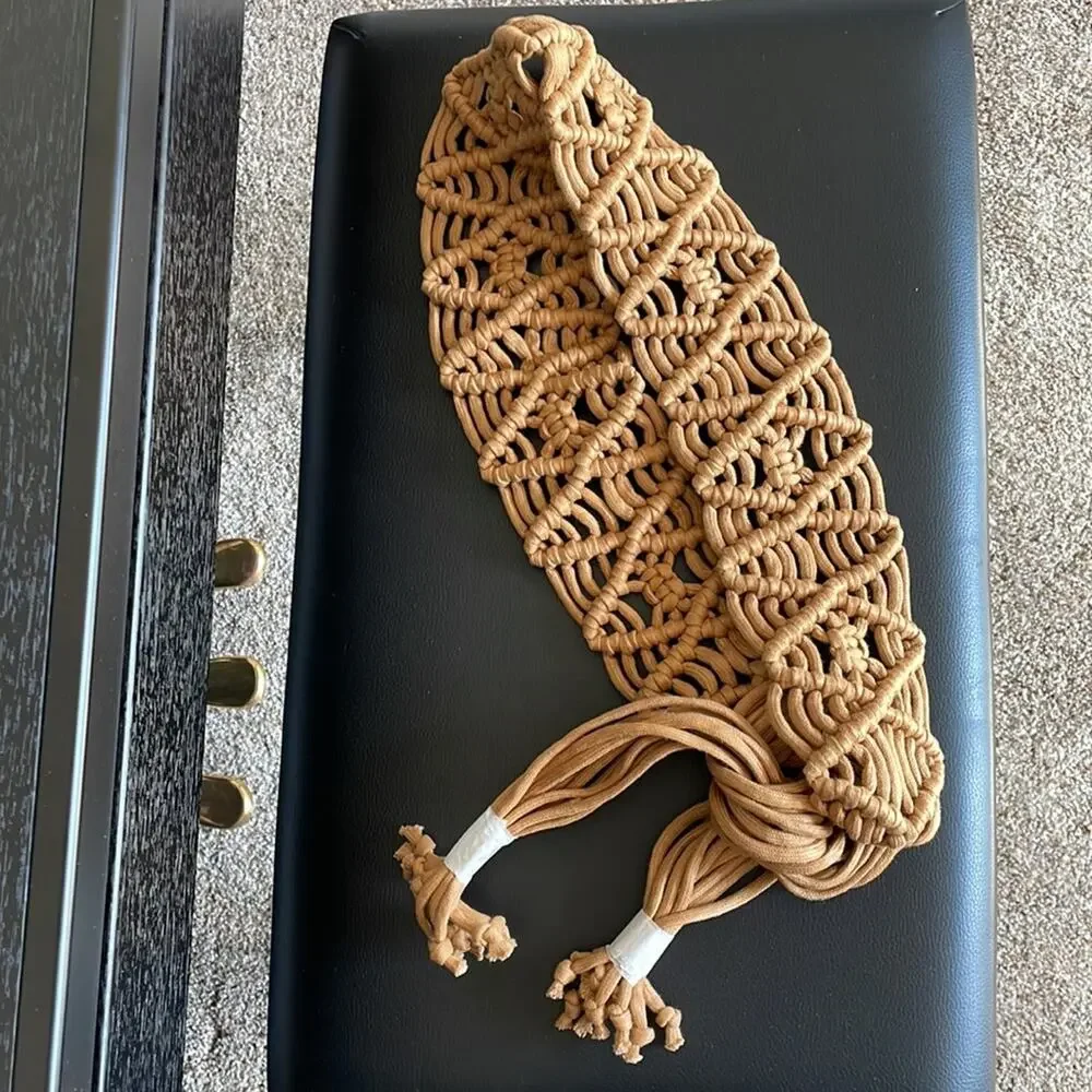 Handmade Braided Macramé Tan Wrap Belt